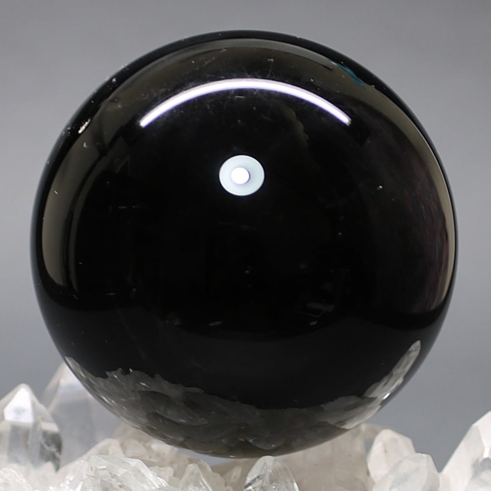 高品質]山東省産スターモリオン丸玉/天然黒水晶スフィア（球体直径76.6
