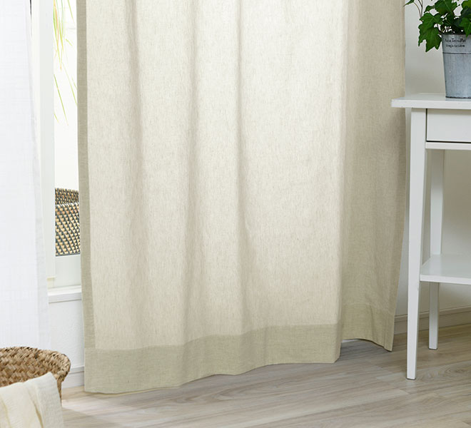 フラットカーテン リネン混ナチュラルカーテン ユニトン（D-1190）生地