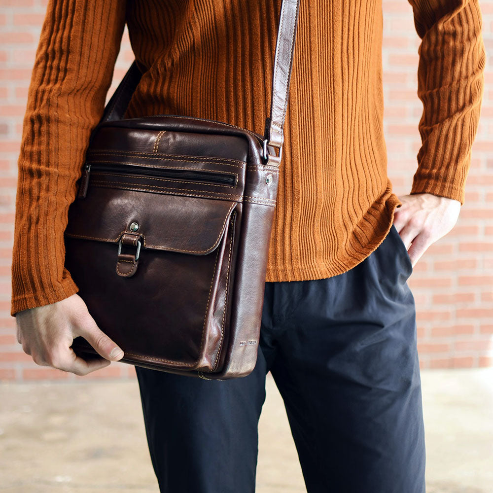 Leather Crossbody Bag Large - Voyager #7205 | Jack Georges