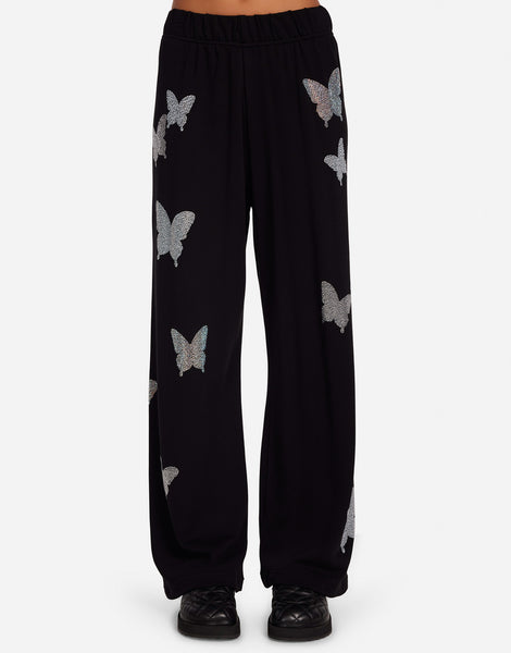 Crystal Opal Butterflies Wide Leg Pant Black | Martina by Lauren Moshi