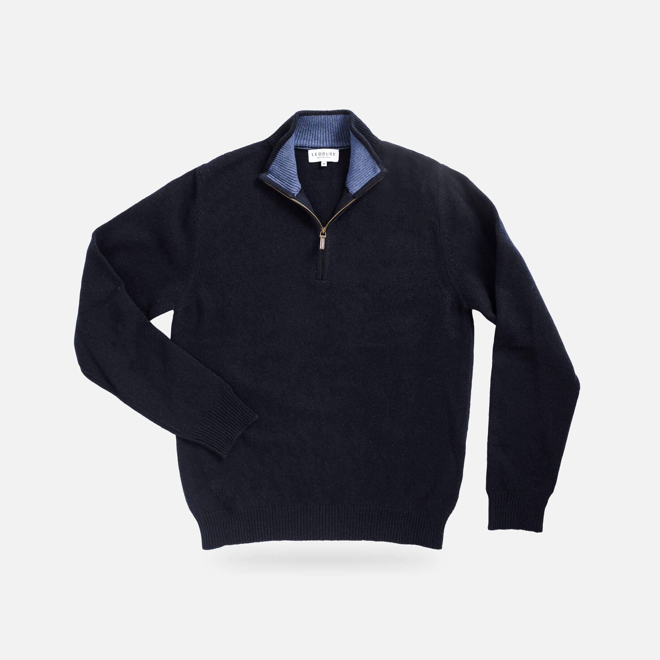 The Navy Ashton Quarter-Zip Sweater – Ledbury