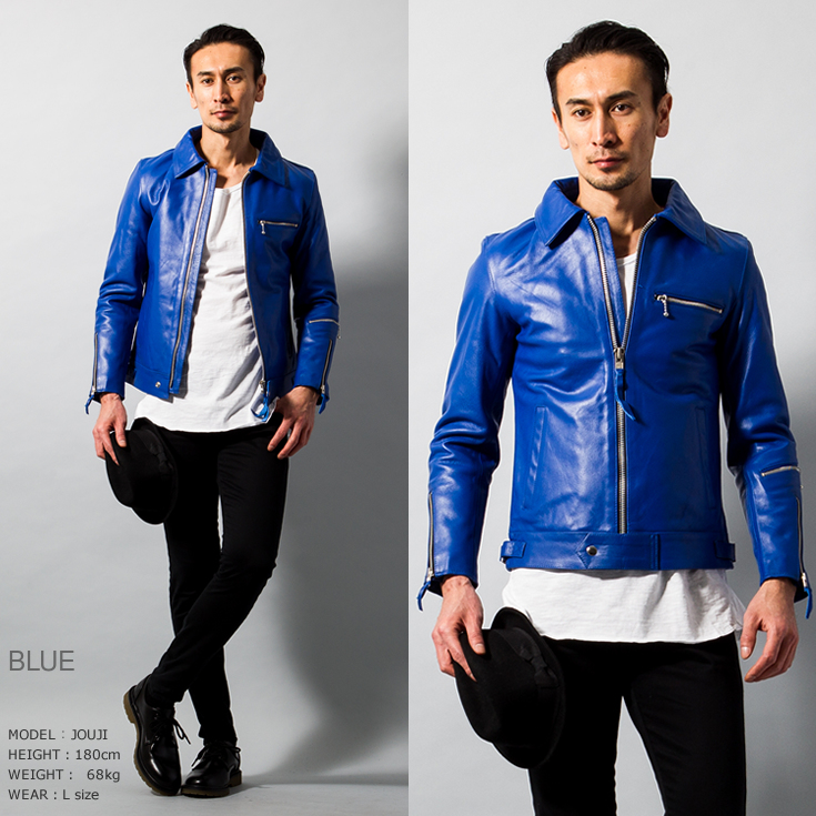 Horn Works 本革 UK襟付きシングルライダースジャケット メンズ ホーン