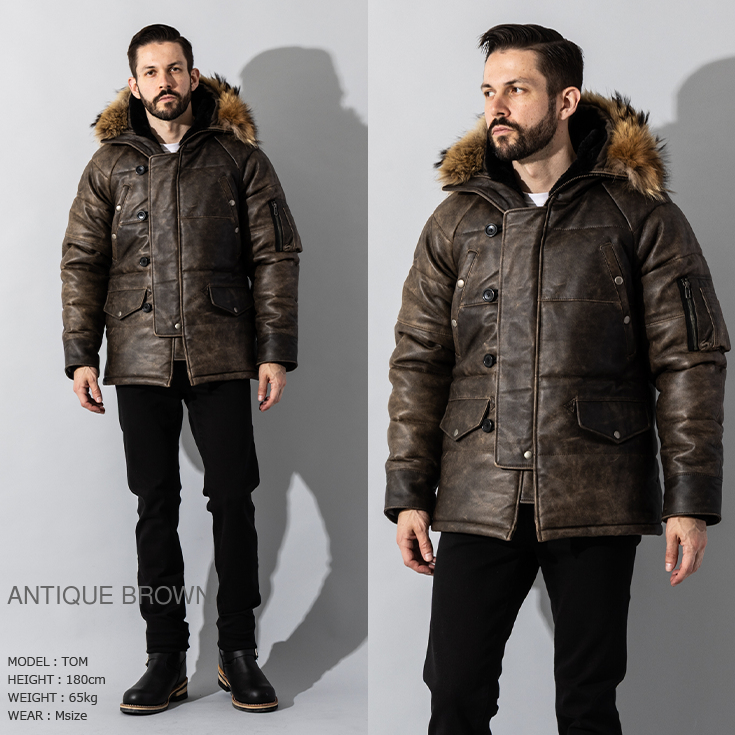 Liugoo Leathers 本革 N-3Bフライトジャケット レザーダウンジャケット