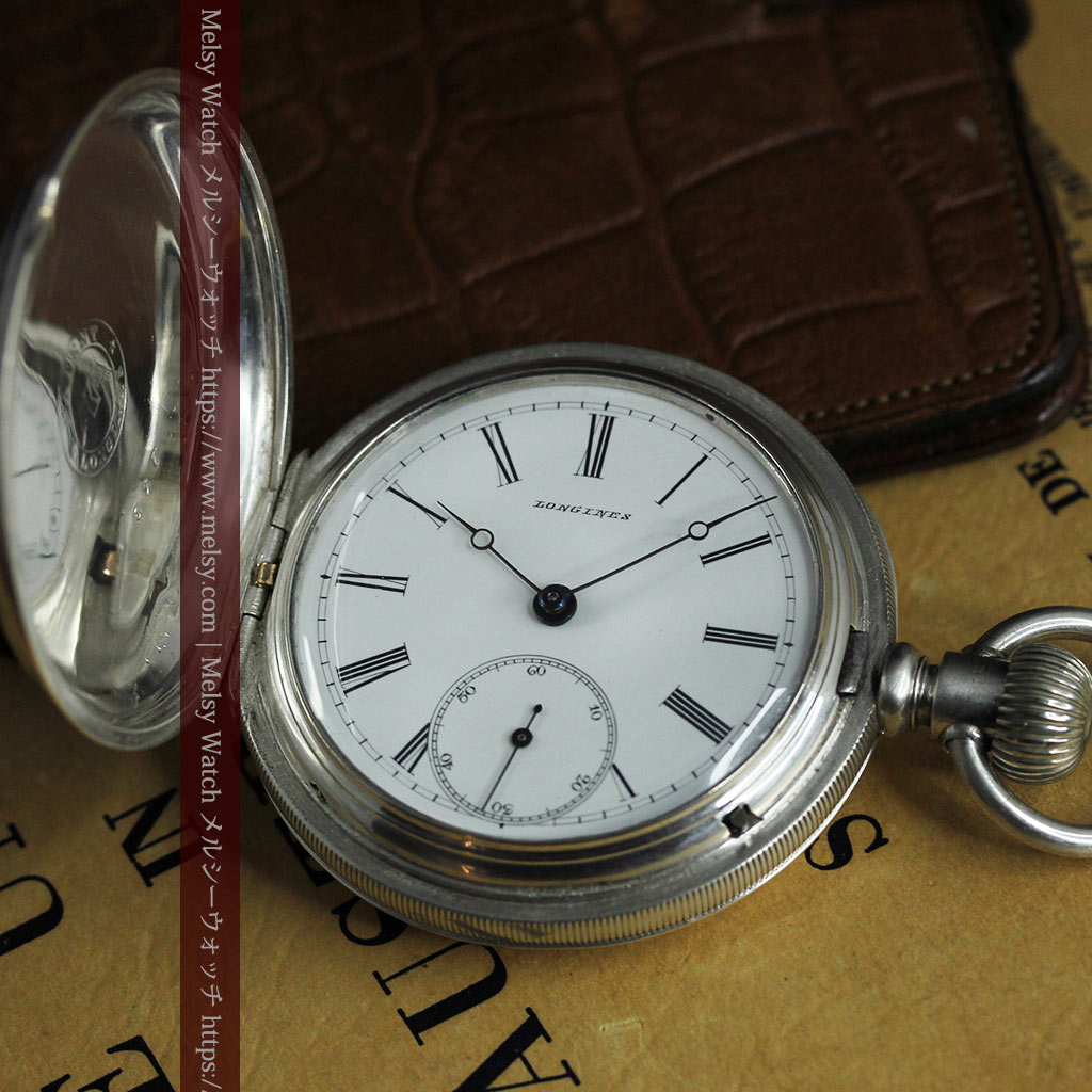 競走馬を走らせる紳士 ロンジンの銀無垢アンティーク懐中時計
