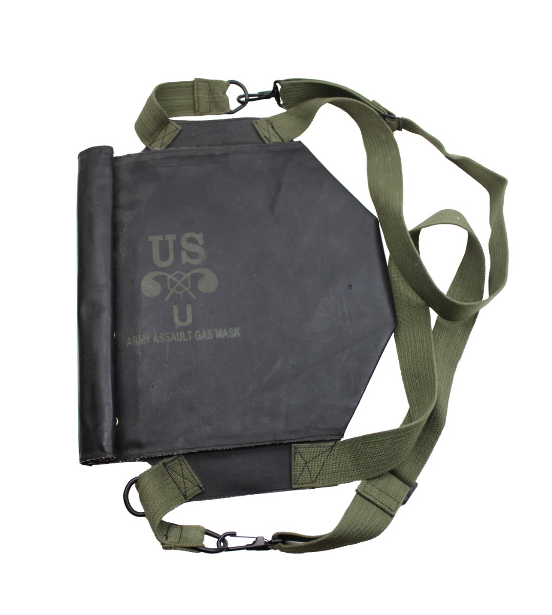 AMERICAN WW2 M7 ARMY ASSAULT GAS MASK BAG WITH OD STRAPS