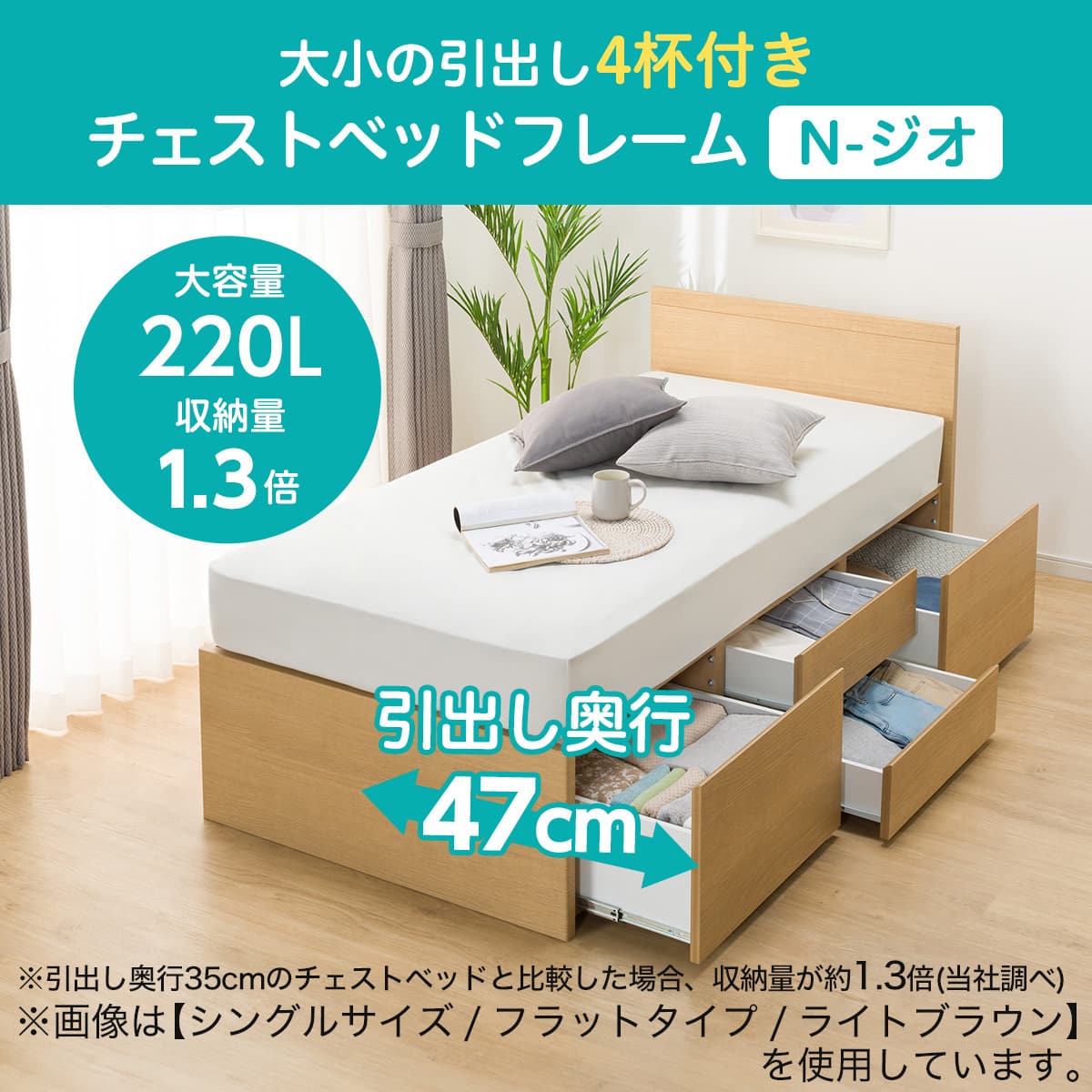 ニトリ 収納付ダブルベッドフレーム マットレス付 【公式通販】