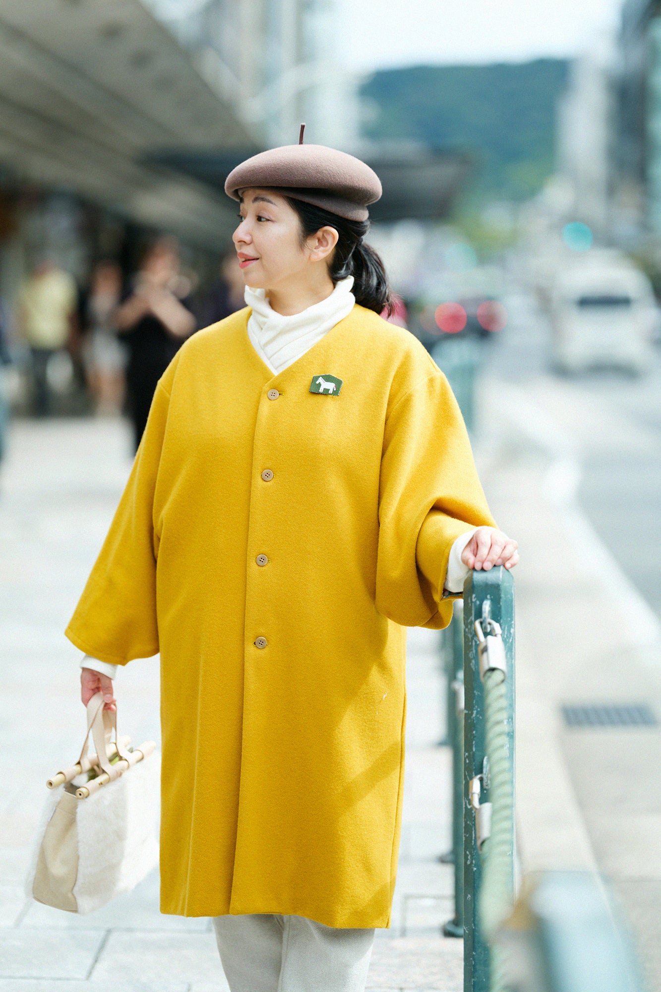 SOUSOU ソウソウ ウールメルトン 薙刀羽織 長丈 コート グレー S 美品