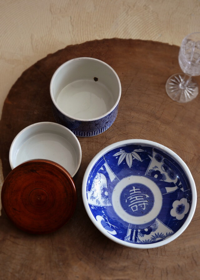 染付印判松竹梅見込寿紋鉢 和食器 和骨董