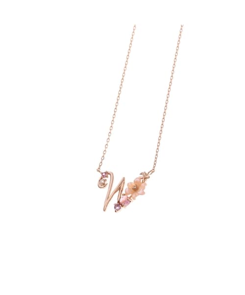 K18 SPG フラワーレターズイニシャルネックレス 小 (W)(40cm K18