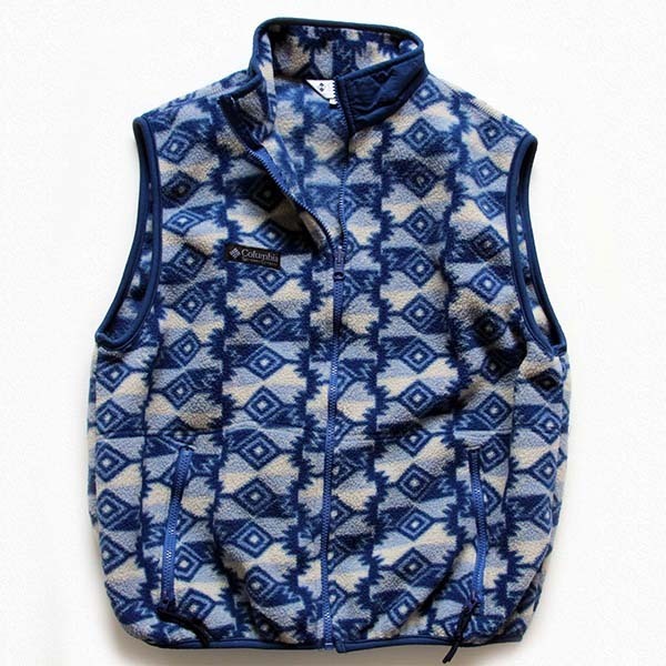 90s USA製 Columbiaコロンビア ネイティブ柄 フリースベスト L-L