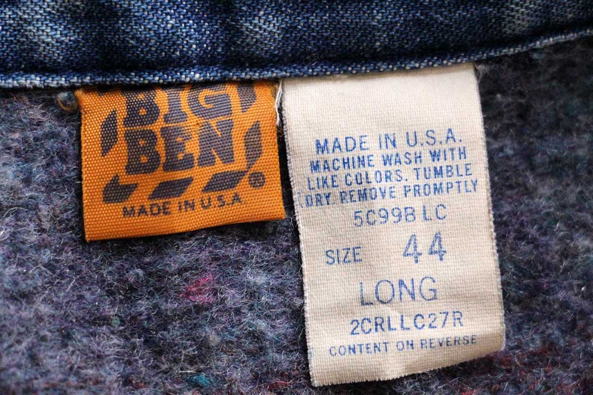 80s USA製 BIG BEN ブランケットライナー デニム チョアコート