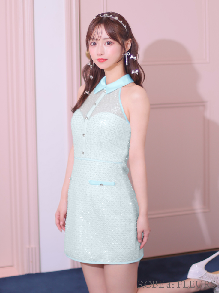 XSサイズあり【ROBE de FLEURS/ローブドフルール】襟付き/ ビーズ