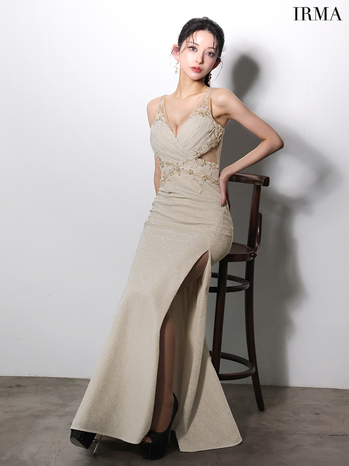 IRMA/イルマ】ビジュー/ 刺繍レース/ ウエストシアー/ ラメニット