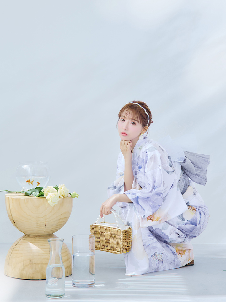 即日発送】シャーベットフラワー牡丹浴衣【浴衣3点セット 浴衣/帯