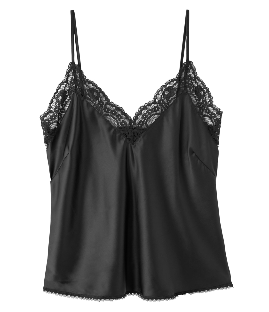 レーストリムサテンキャミソール(S ブラック): PEACH JOHN | ピーチ