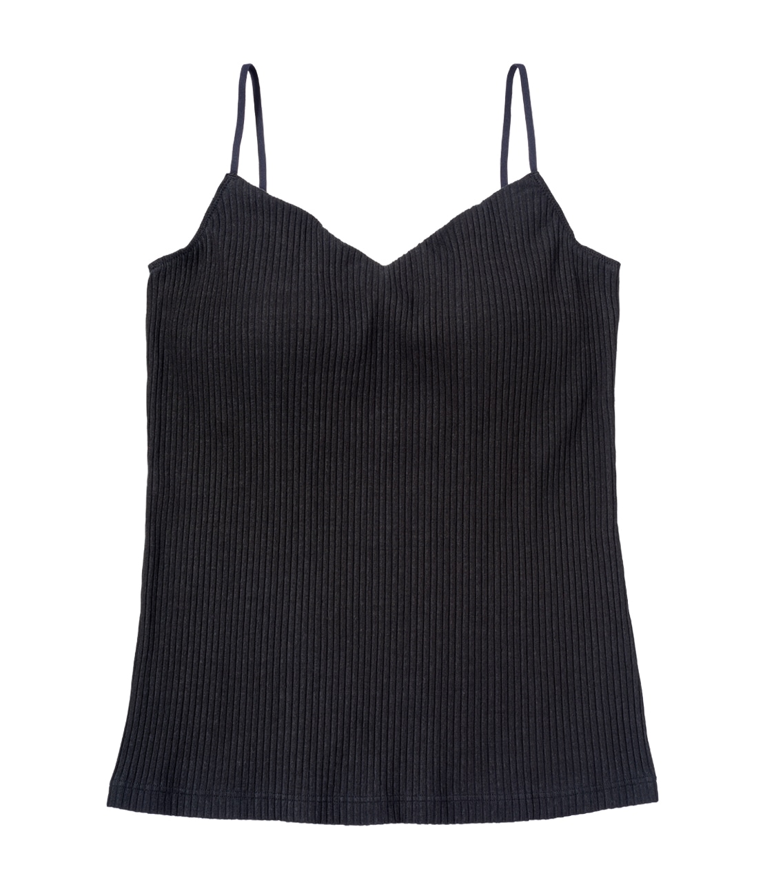 盛れるノンワイヤーブラキャミソールVネックリブ(BC65 ブラック