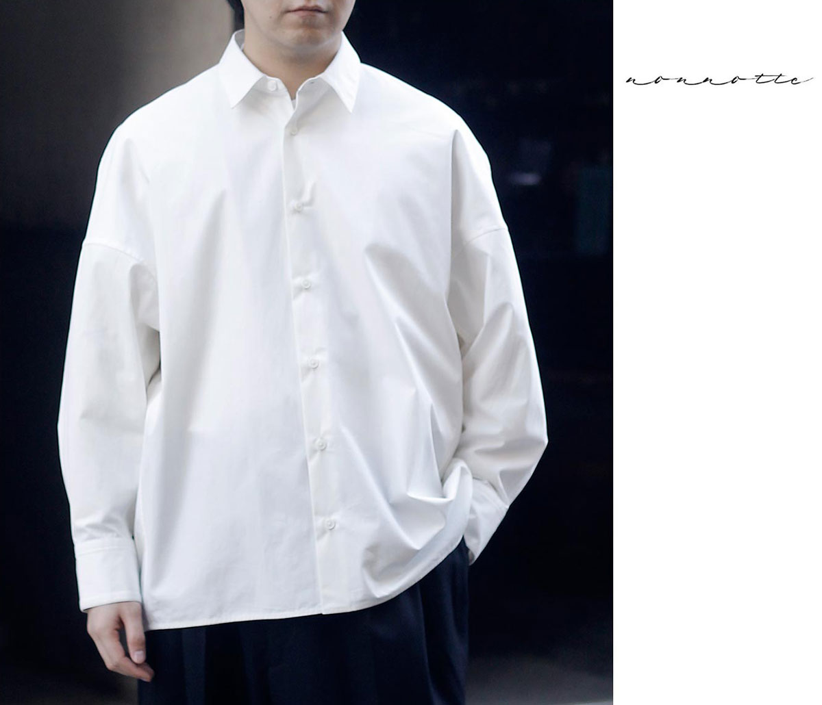 ノノット NONNOTTE クリア ヘビーブロード クロス ドレーピングシャツ