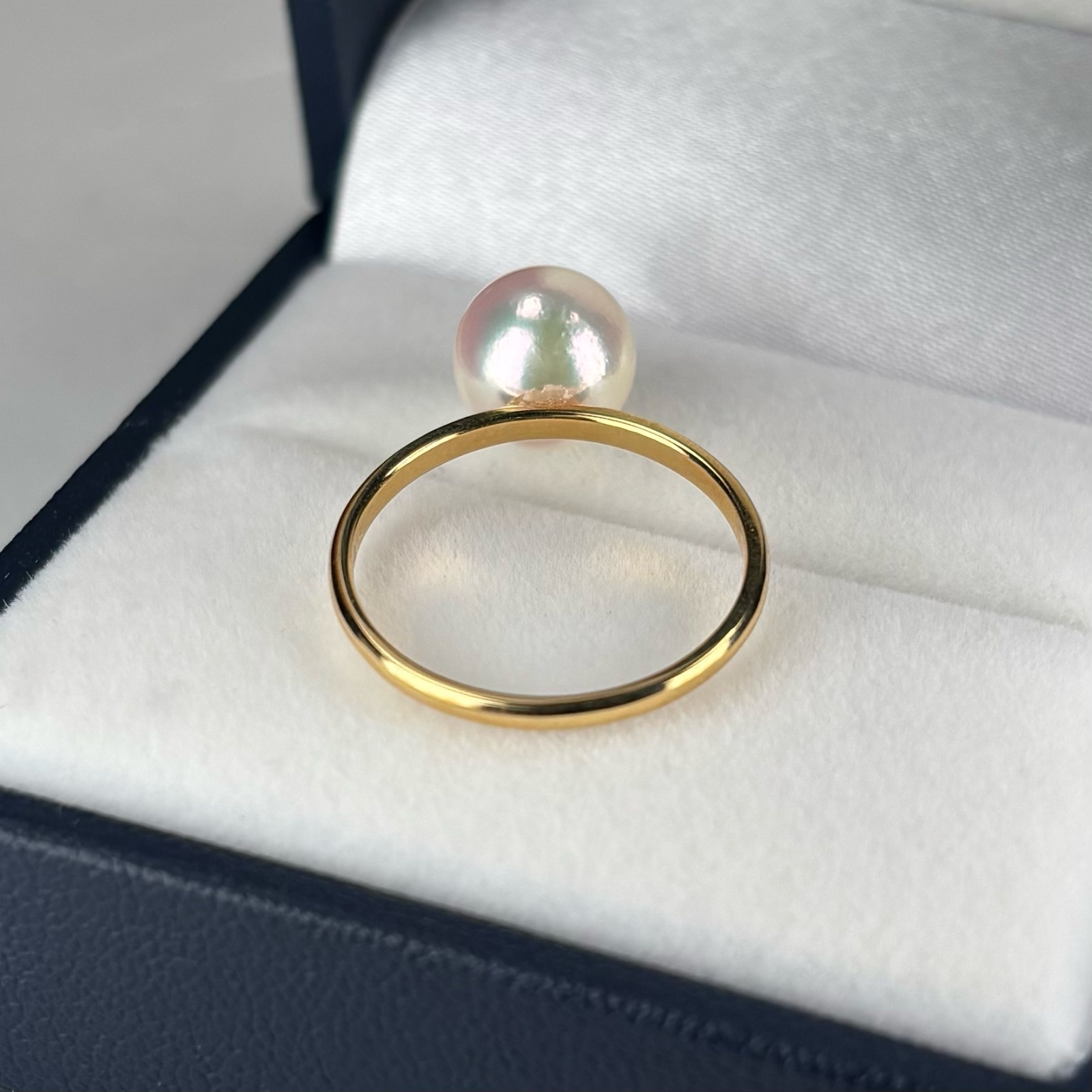 アコヤ真珠 パールリング 8-8.5mm ホワイト ラウンド K18YG 12号