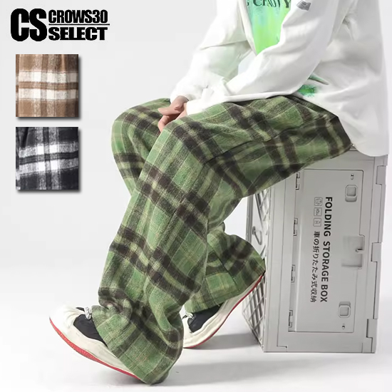 楽天市場】チェックパンツ メンズ ワイドパンツ メンズ V系 ゆるパンツ