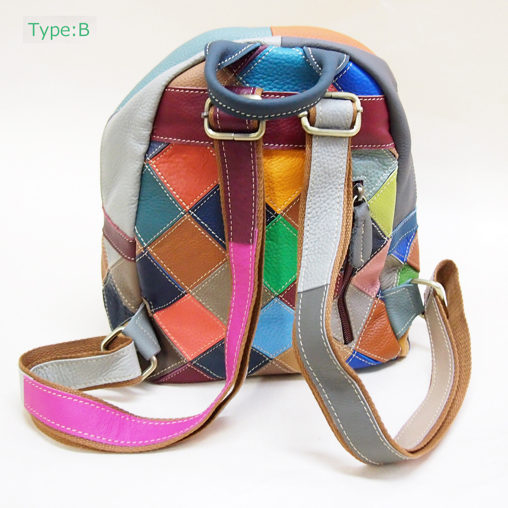 楽天市場】リュック 牛革パッチワークコロンとしたフォルムのリュック