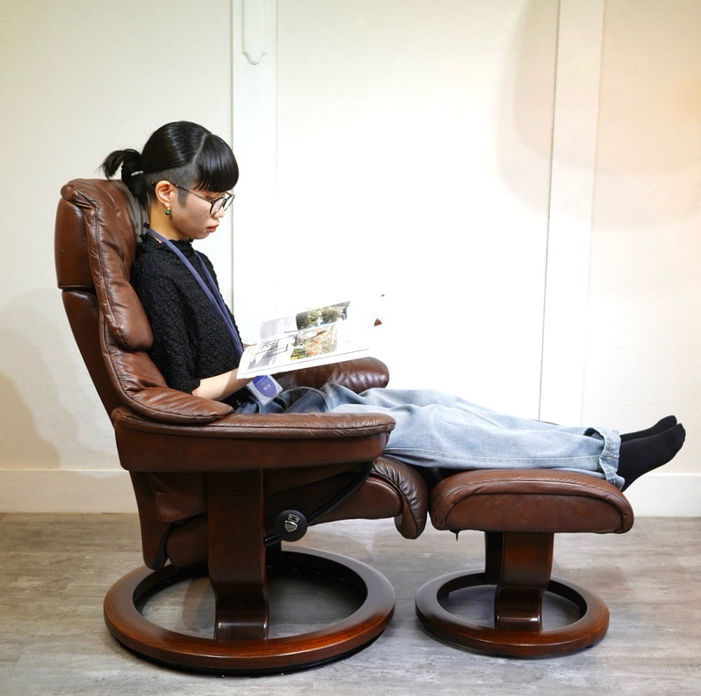 極美品】EKORNES コンサル M ストレスレスチェア＆オットマン