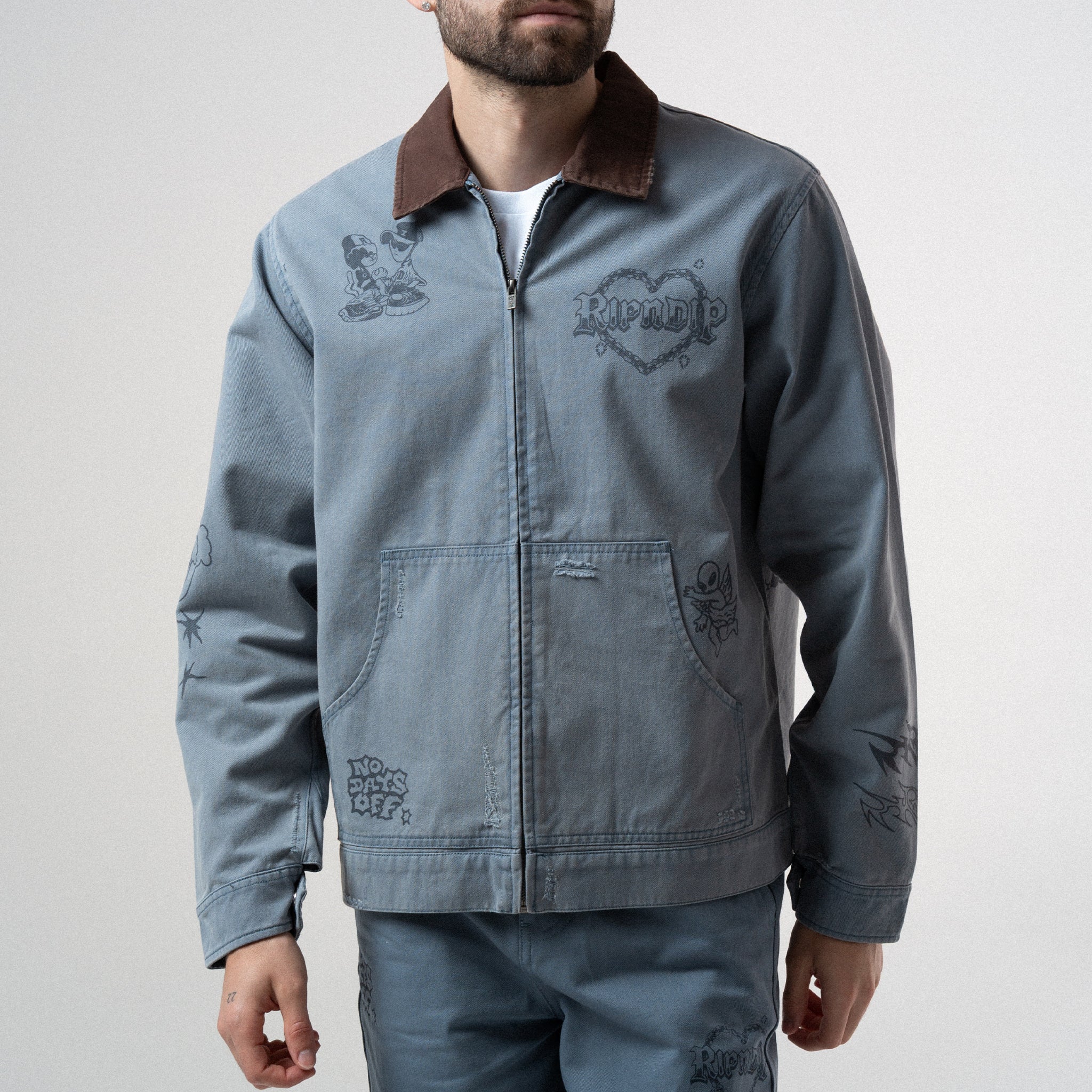 Westside Zip Up Work Jacket (Slate) – RIPNDIP