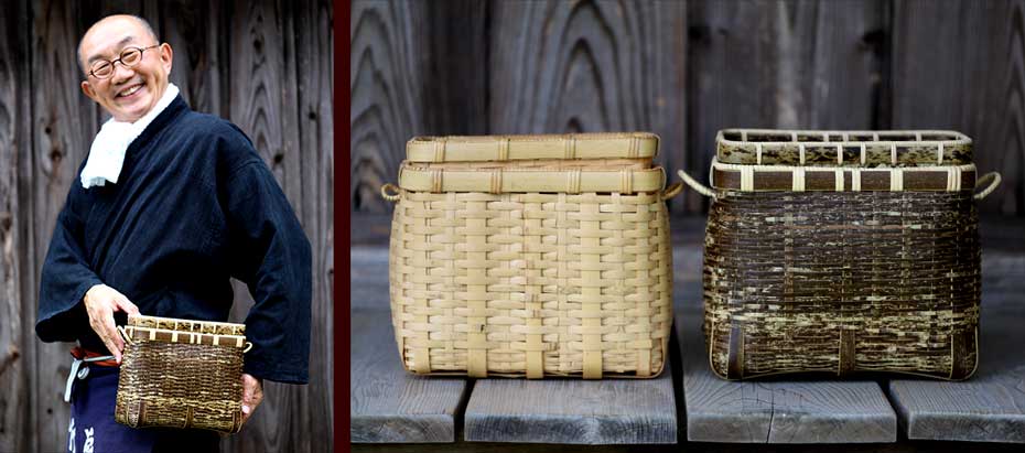 虎竹二段角魚籠（穴開き）名人作の籠を日本唯一の虎竹で復刻！ | 虎