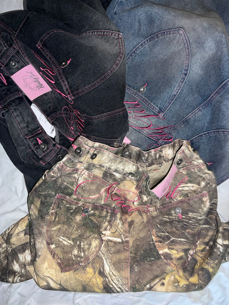 リアルツリー Ninety Girl Logo Buggy Denim Pant Ninety Girl Logo