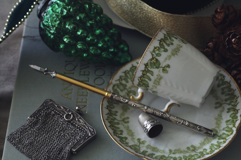 ヤドリギのシルバープレートペン フランス アンティークストリュフ