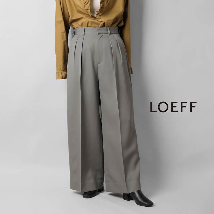 60%OFF】LOEFF ロエフ ウール ギャバ バギー トラウザー パンツ 8814