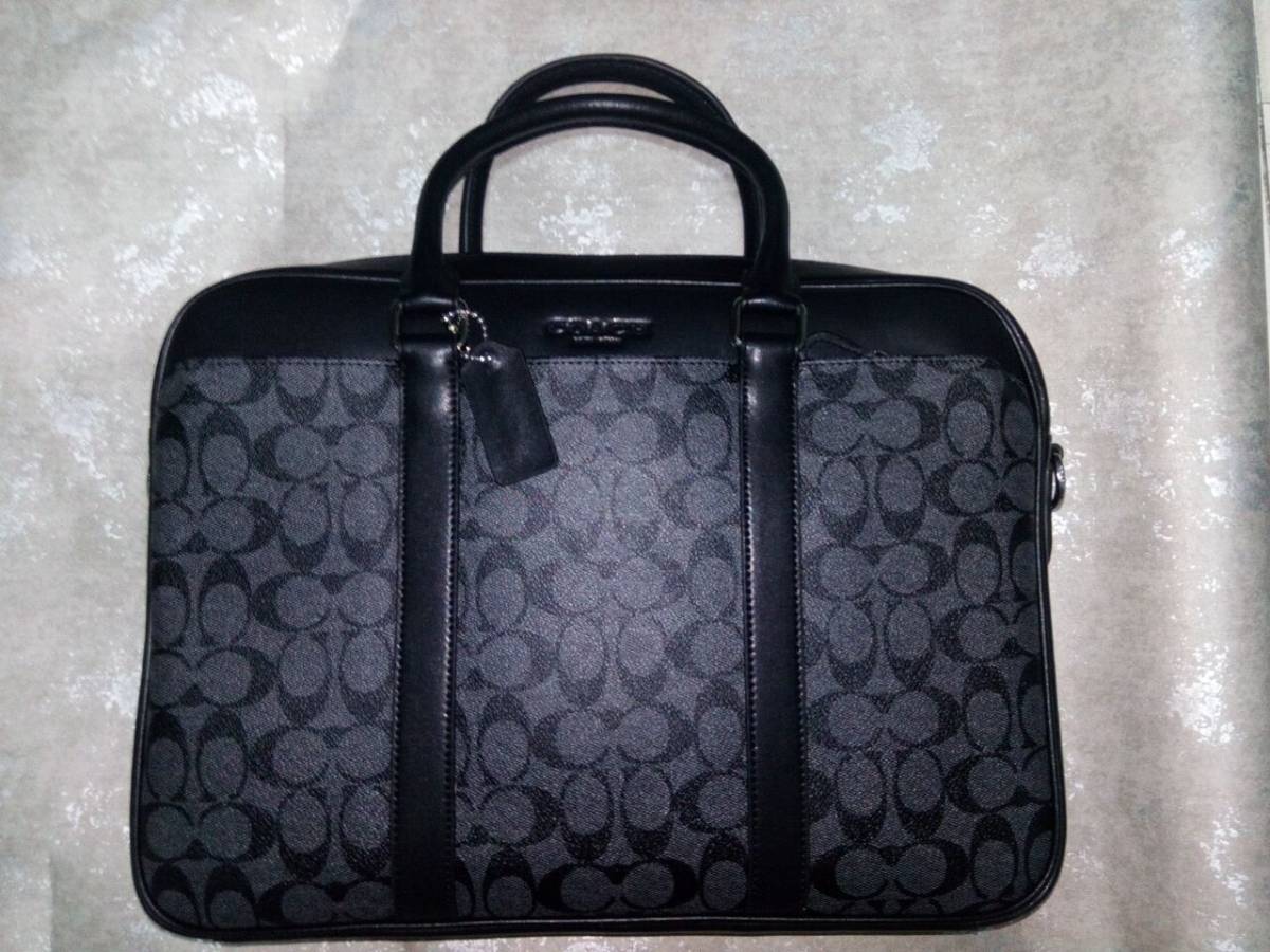 COACHコーチ F54803 ビジネスバッグ ブラック黒系 メンズ PVC COACH