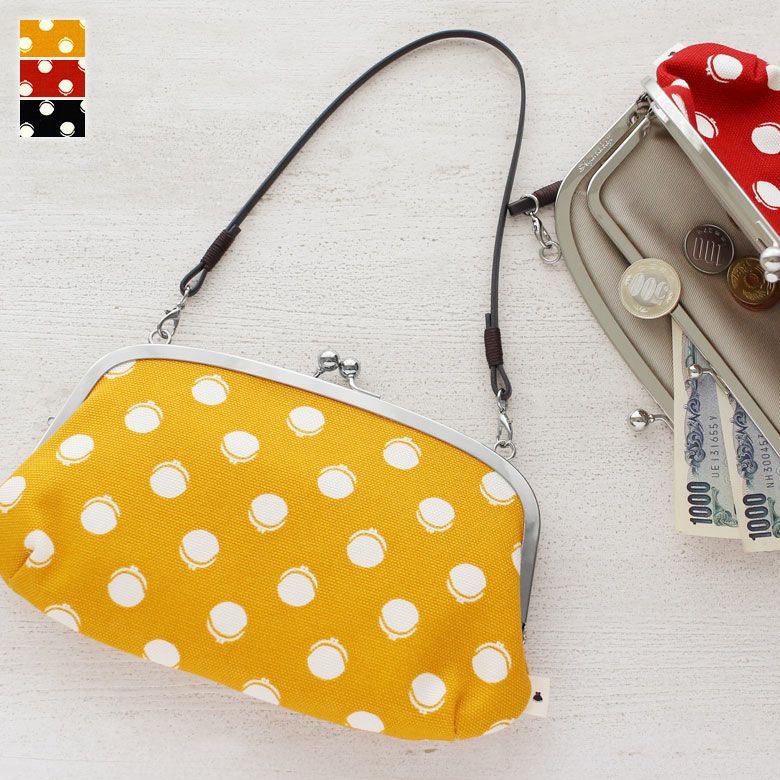 在庫商品】横長親子がま口財布【帆布・がまドット柄大判】 [M便 4/5