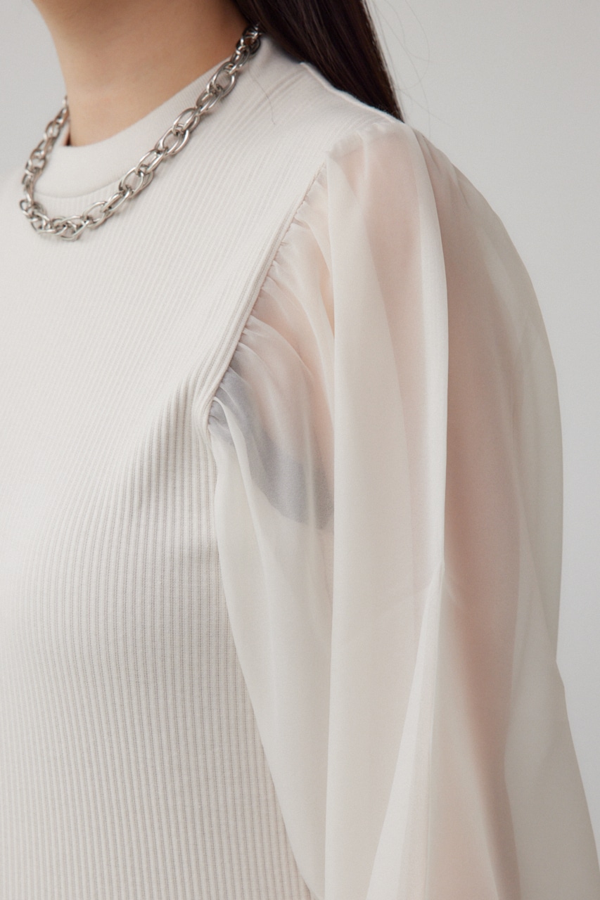 袖シアー長袖リブトップス｜WOMEN｜250HAF80-062H｜AZUL BY MOUSSY