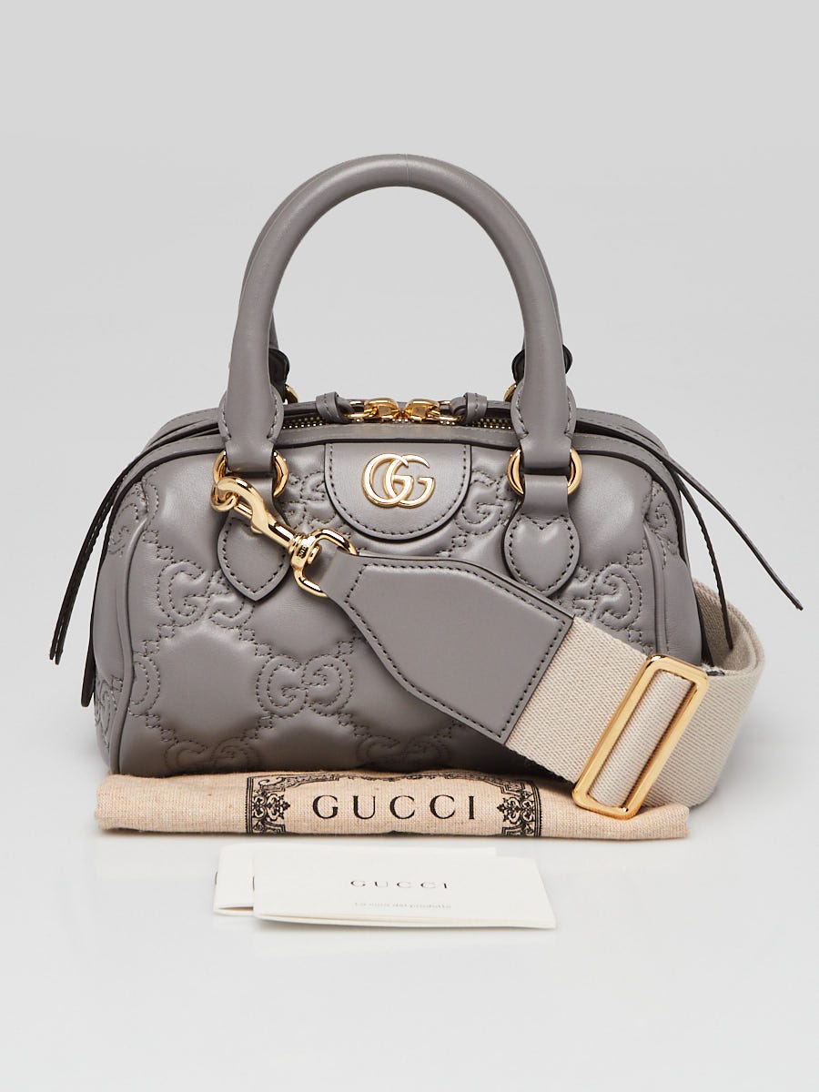 Gucci Grey GG Stitched Leather Matelassè Mini Bag | Yoogi's Closet