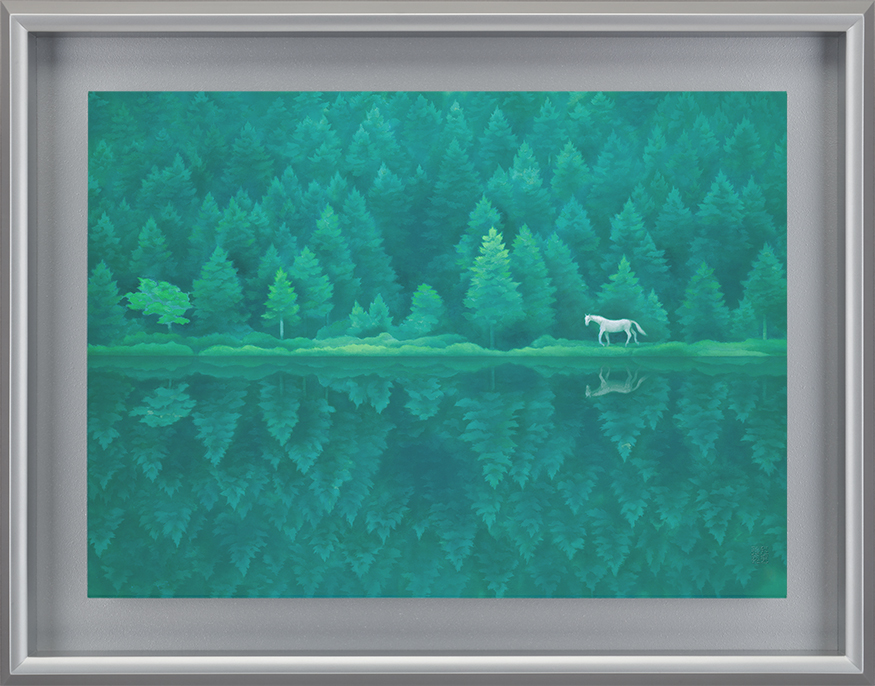 東山魁夷 『夏に入る』 複製画　豪華木製額付新品　日本画 東山魁夷「京洛春秋 春夏三撰より『夏に入る』」木版画 :: 絵画買取