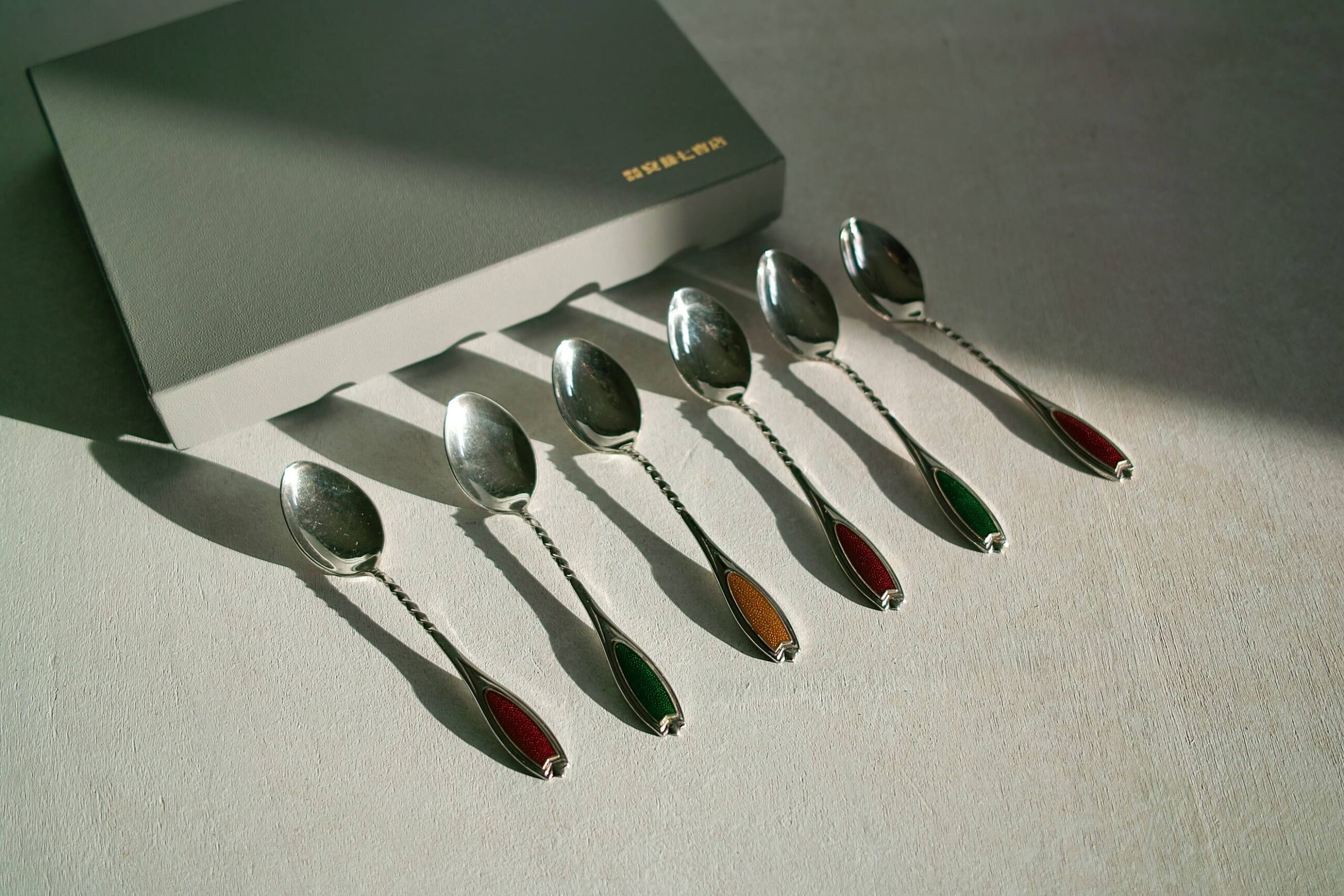 No.8266「安藤七宝店：デザートスプーン6本セット（箱付き）」SOLD