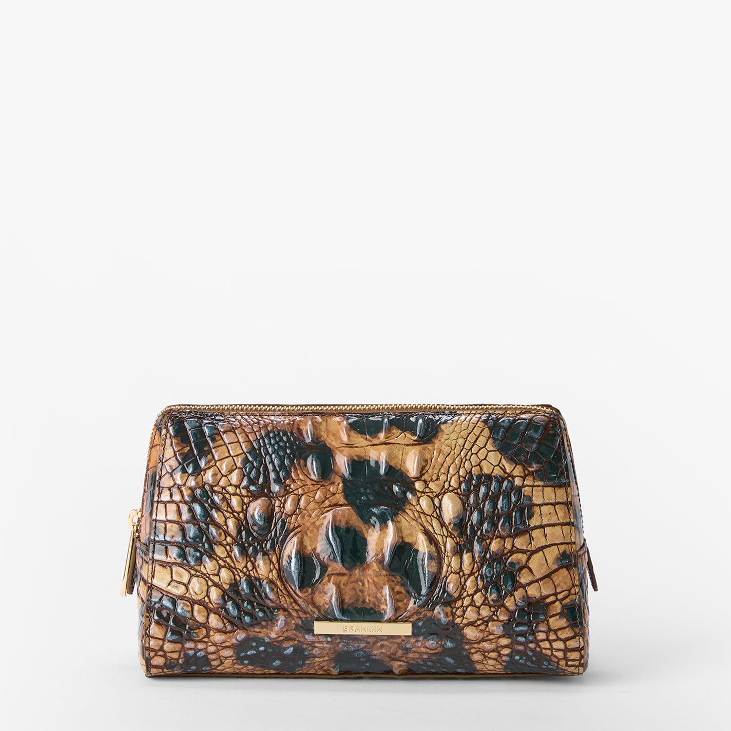Loretta Zippered Leather Pouch | Pecan Melbourne | BRAHMIN
