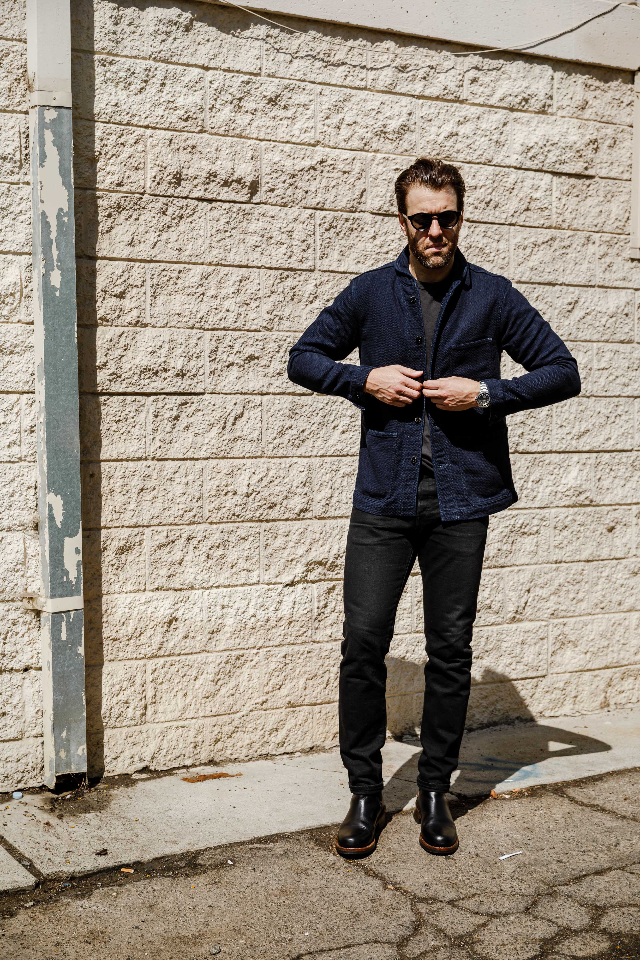 Momotaro - Indigo Dobby Coverall