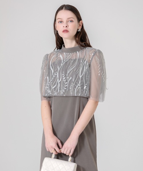 Leja（レジャ）の「【LEJA】ケープ風スパンコール刺繍ボレロマーメイド