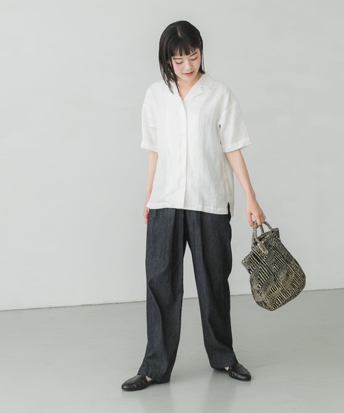 一休 かぐれ kagure リネンレーヨンオープンカラーシャツ チ 一休 か