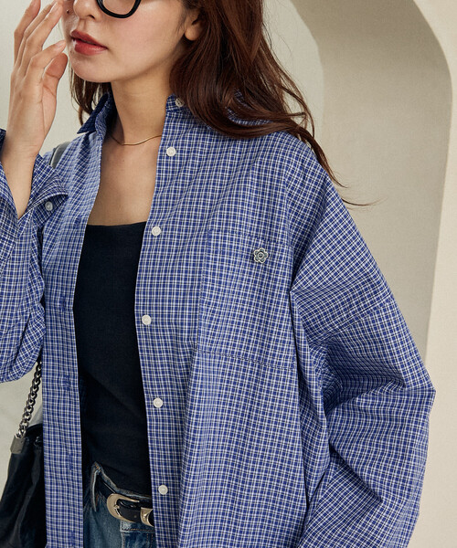 MARY QUANT × PUBLUX/マリークワント ロゴ刺繍ビッグシャツ 限定展開