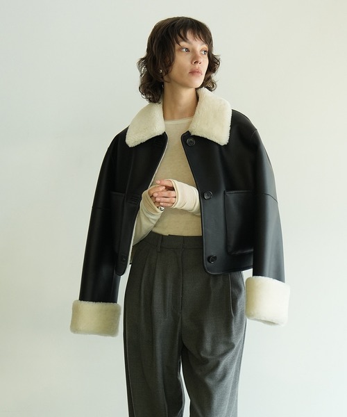 CLANE（クラネ）の「VEGAN LEATHER BOA SHORT JACKET（その他アウター