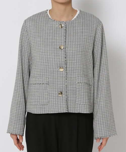 セール】ツイードノーカラージャケット/133626（ノーカラージャケット