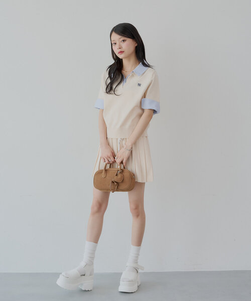 Chico（チコ）の「【ZOZO限定】刺繍入り襟付きポロニット（ニット