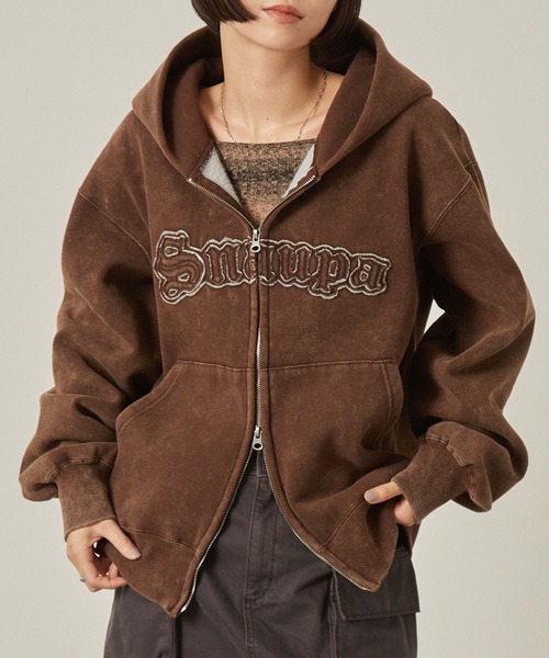 セール】【Snap club】ヴィンテージ加工 ダメージパッチロゴ ダブル