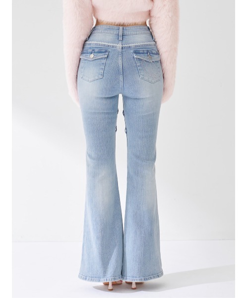 ピコレースハイウエストフレアデニム（デニムパンツ）｜Darich