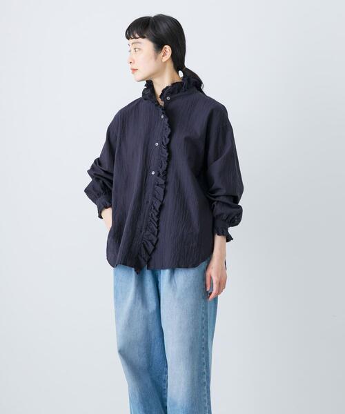 コットンリネンフリルカラーシャツ（シャツ/ブラウス）｜かぐれ