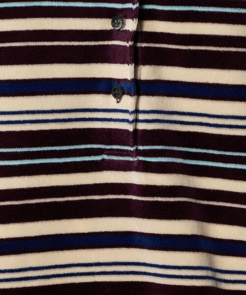 6(ROKU)＞ベロア ボーダー ポロシャツ（Tシャツ/カットソー）｜6（ロク