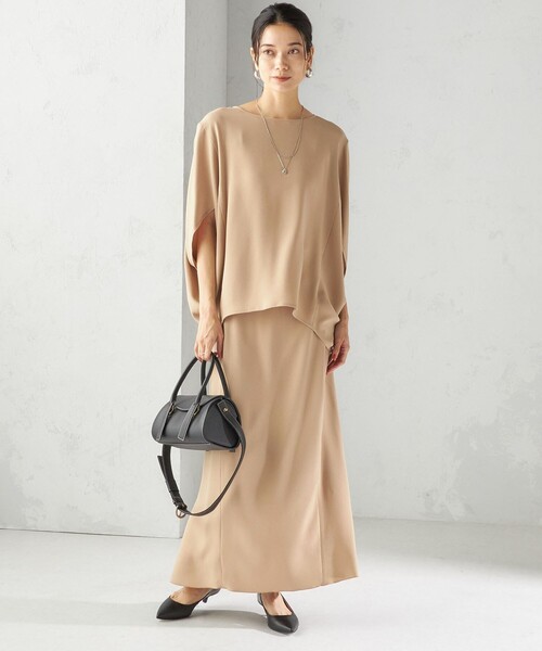 接触冷感 / 手洗い可能〉アセテート混 バック サテン ドルマン