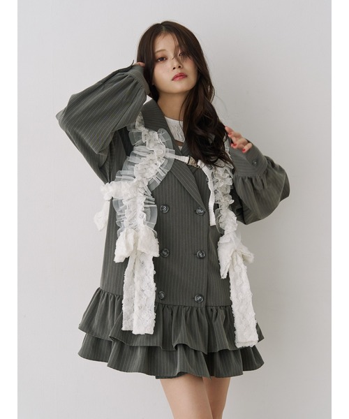 jouetie（ジュエティ）の「ヘムフリルトレンチミニワンピース